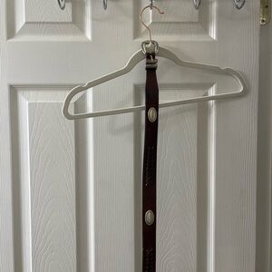 Brown Leather Belt with Silver Accents